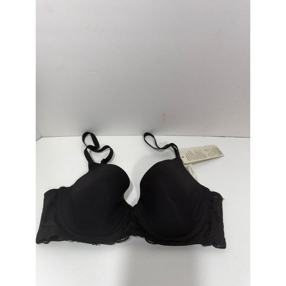 No Boundaries Black‎ Sugarcup T-Shirt Bra 32D Underwire Lace Wing NWT